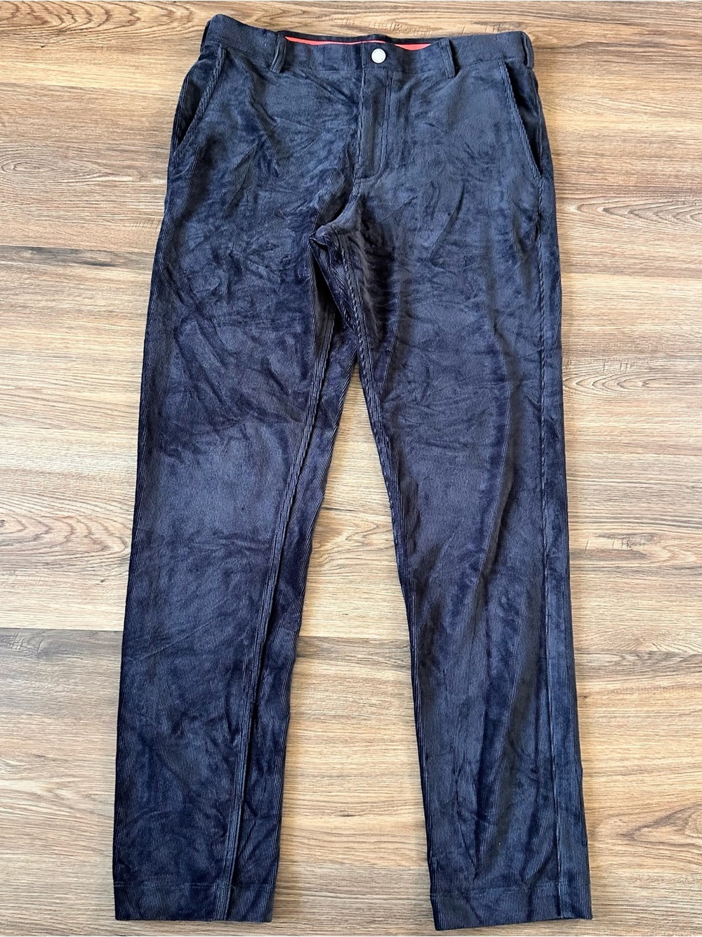 Redvanly Collins Pants Mens Medium 32” Black Pull On Corduroy Trouser Golf EUC